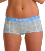 Diesel Boysh Shorty Blue Printed Cotton Stretch Boyshort